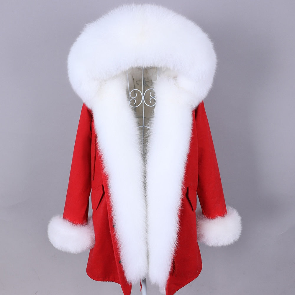 Color 19 Winter Woman Parkas Super Big Removable Real Fox Fur Collar Coats Long Hooded Jacket  -  GeraldBlack.com