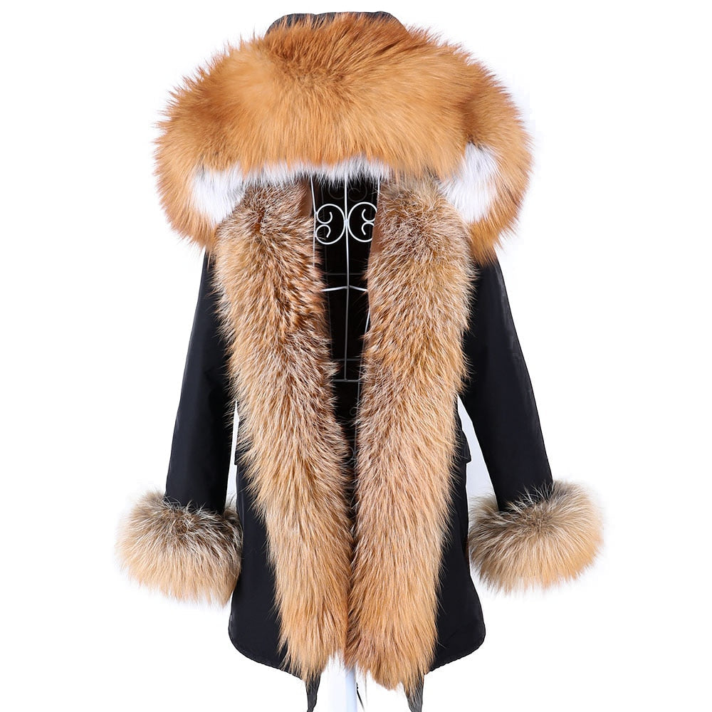 Color 27 Winter Woman Parkas Super Big Removable Real Fox Fur Collar Coats Long Hooded Jacket  -  GeraldBlack.com