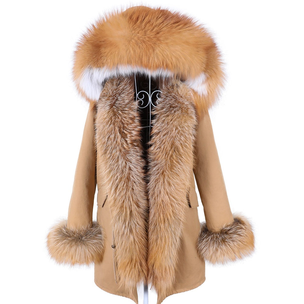 Color 29 Winter Woman Parkas Super Big Removable Real Fox Fur Collar Coats Long Hooded Jacket  -  GeraldBlack.com