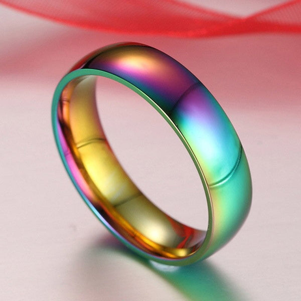 Colorful Rainbow Pride Titanium Stainless Steel Rings for Men Women  -  GeraldBlack.com