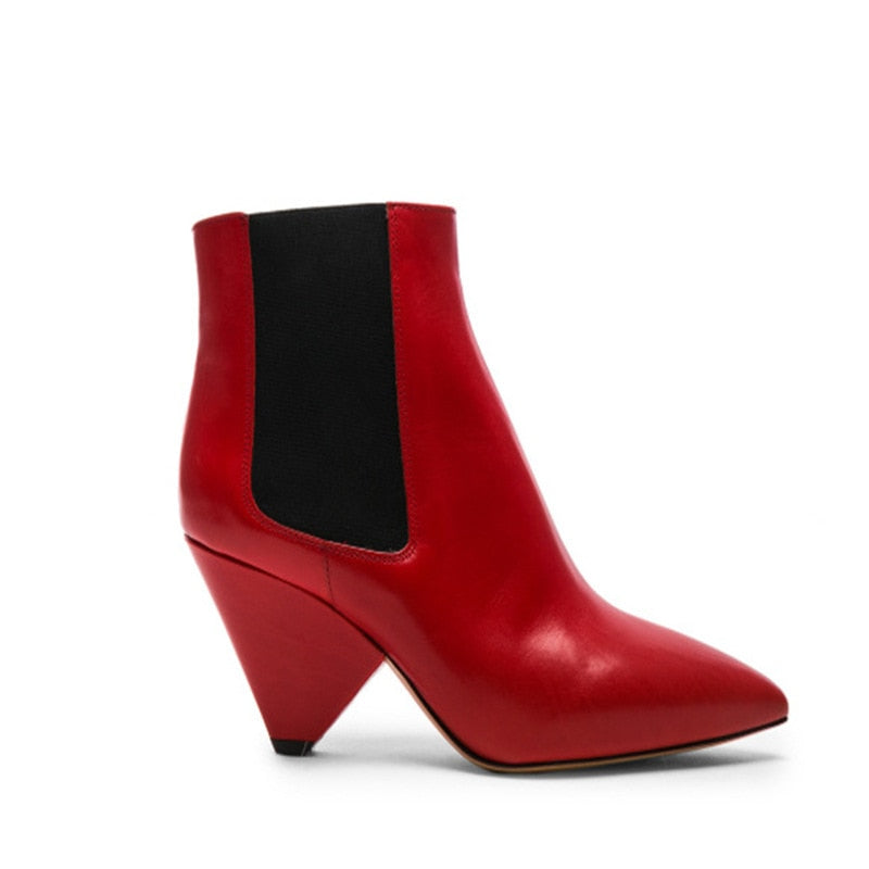 Women's Concise Slip-on Pointed Toe Patchwork Ankle Modern Boots 1 Women's Concise Slip-on Pointed Toe Patchwork Ankle Modern Boots