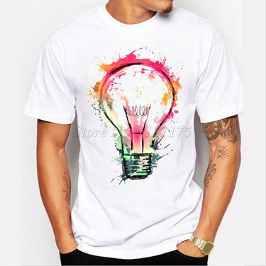 Cool Fashion Color Painted Bulb Design Men's Short Sleeve T-Shirt Tops Tees - SolaceConnect.com