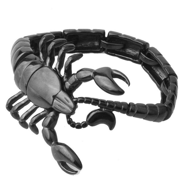 Cool Men's Stainless Steel Scorpion Model Biker Cuff Bracelets Bangles - SolaceConnect.com