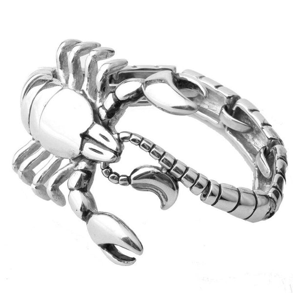 Cool Men's Stainless Steel Scorpion Model Biker Cuff Bracelets Bangles - SolaceConnect.com