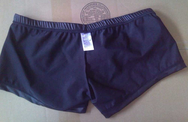 Cool Plus Size Black Nylon Men's Synthetic Faux Leather Boxer Shorts - SolaceConnect.com
