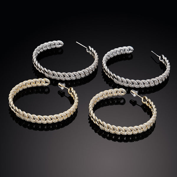 Copper Cuban Link Chain Micro Pave CZ Round Hip Hop Earrings for Women  -  GeraldBlack.com