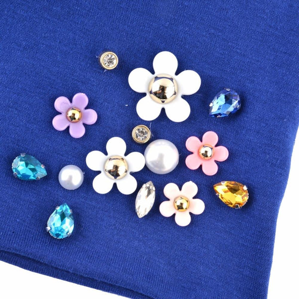 Cotton Beanies Rhinestone Flower Caps for Women - SolaceConnect.com
