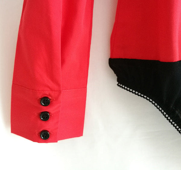 Cotton Fashion Dark Blue White Red Elegant Long Sleeve Button Body Shirt  -  GeraldBlack.com