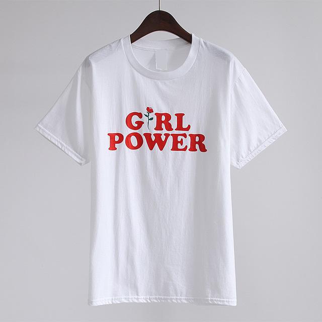 Cotton Girl Power Casual Letter Print Feminism Tee T-Shirt for Women - SolaceConnect.com