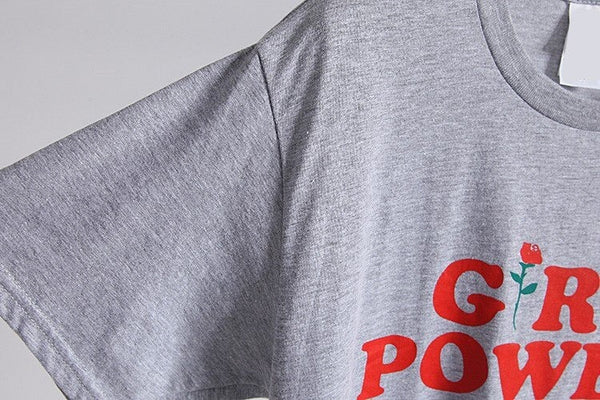 Cotton Girl Power Casual Letter Print Feminism Tee T-Shirt for Women  -  GeraldBlack.com