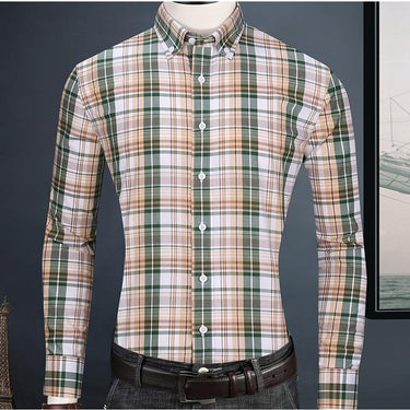 Cotton Long Sleeve Plaid Checkered Pocket Less Casual Button Shirts - SolaceConnect.com