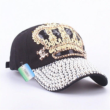 Cotton Snapback Denim Crown Sun Pearl Baseball Hats for Unisex - SolaceConnect.com