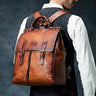 Cow Leather Business Casual Vintage Style Backpack for Men - SolaceConnect.com