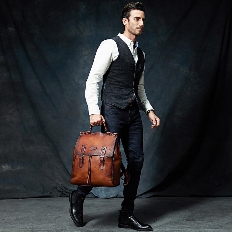 Cow Leather Business Casual Vintage Style Backpack for Men  -  GeraldBlack.com