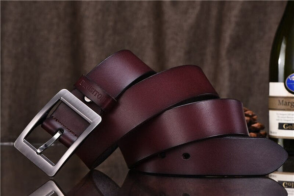 Cowhide Genuine Leather Designer Strap Fancy Belts with Pin Buckle for Men  -  GeraldBlack.com