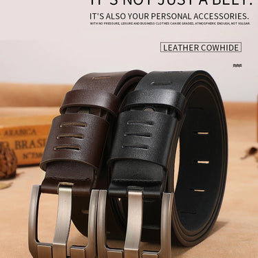 Cowhide Genuine Leather Jeans Cowboy Belts for Men with Pin Buckle  -  GeraldBlack.com
