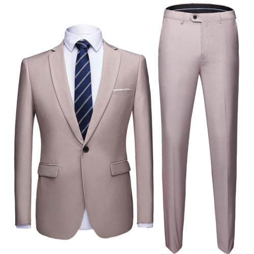 Creamy-White Wedding Formal Business Slim Suit Jacket Pants for Men  -  GeraldBlack.com