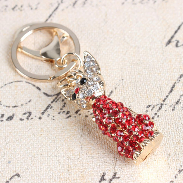 Creative Cute Red Cat Crystal Rhinestone Charm Purse Pendant & Key Chain - SolaceConnect.com