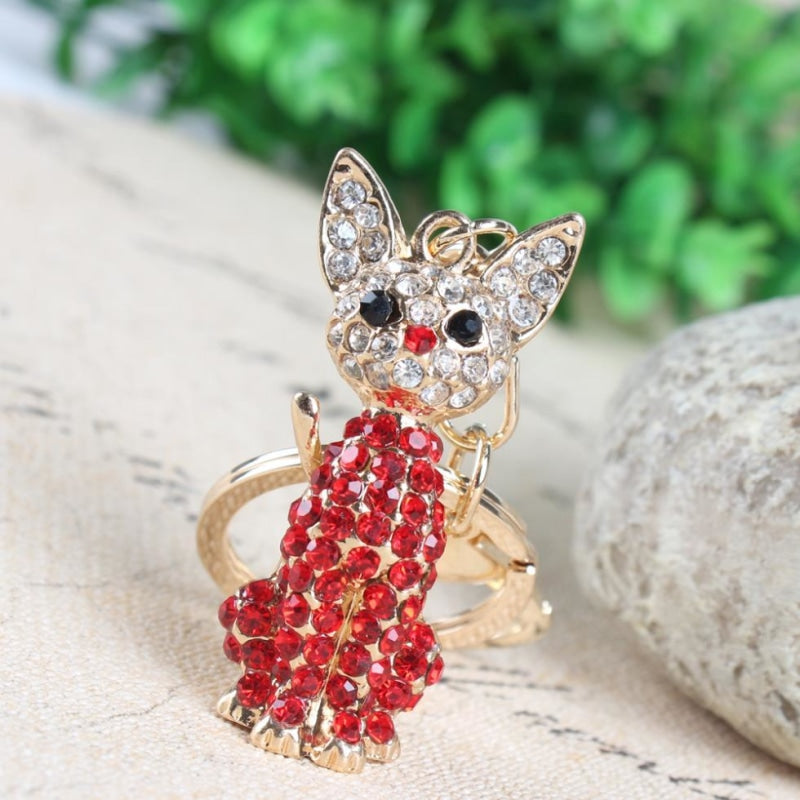 Creative Cute Red Cat Crystal Rhinestone Charm Purse Pendant & Key Chain  -  GeraldBlack.com