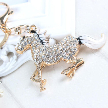 Creative White Horse Crystal Rhinestone Charm Purse Pendent & Key Chain  -  GeraldBlack.com