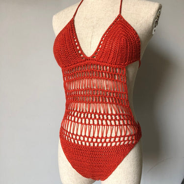 Crochet one piece backless sexy monokini high cut Jumpsuit Knitting Bikini Set Swimwear Swimsuit Beachwear  -  GeraldBlack.com