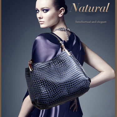 Crocodile Pattern Luxury Handbags Women Designer Winter PU Leather Top-handle Bags Woven Handle Casual Tote  -  GeraldBlack.com