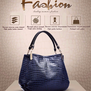 Crocodile Pattern Luxury Handbags Women Designer Winter PU Leather Top-handle Bags Woven Handle  -  GeraldBlack.com