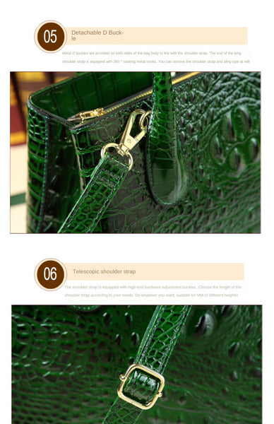 Crocodile Pattern Women Genuine Leather Large Capacity Boston Bag Middle Aged Mom Shoulder Handbag  -  GeraldBlack.com