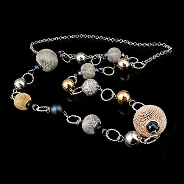 Crystal Beads Long Statement Charm Necklaces For Women Gold Color Vintage Accessories Wedding Ethnic Jewelry  -  GeraldBlack.com