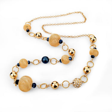 Crystal Beads Long Statement Charm Necklaces For Women Gold Color Vintage Accessories Wedding Ethnic Jewelry  -  GeraldBlack.com