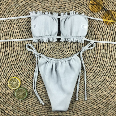 Crystal Diamond Brazilian Bandeau Strapless Swimsuit for Women  -  GeraldBlack.com