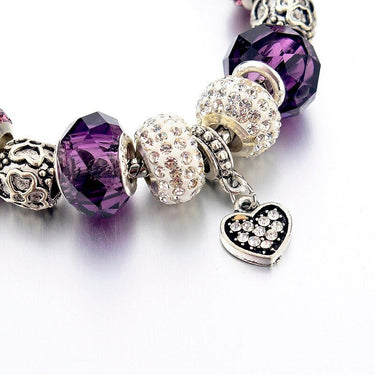 Crystal Glass Beads Snake Chain Bezel Setting Charm Bracelet for Women  -  GeraldBlack.com