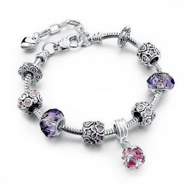 Crystal Glass Beads Snake Chain Bezel Setting Charm Bracelet for Women - SolaceConnect.com