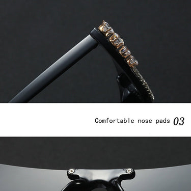 Crystal Half Frame Rimless Cat Eye Womens Designer Rhinestone Sunglaasses  -  GeraldBlack.com