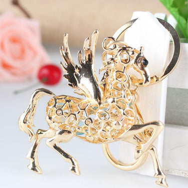 Crystal Rhinestone Key Chain Ring Charm with Flying Horse for Purse or Bag  -  GeraldBlack.com