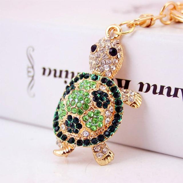 Crystal Rhinestone Tortoise Keyrings Chains Holder for Women - SolaceConnect.com