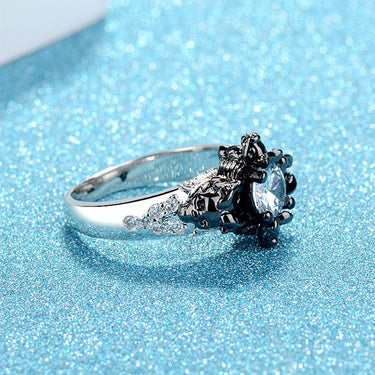 Crystal Zircon Fashion Black Skull Halloween Rings Jewelry for Girls - SolaceConnect.com