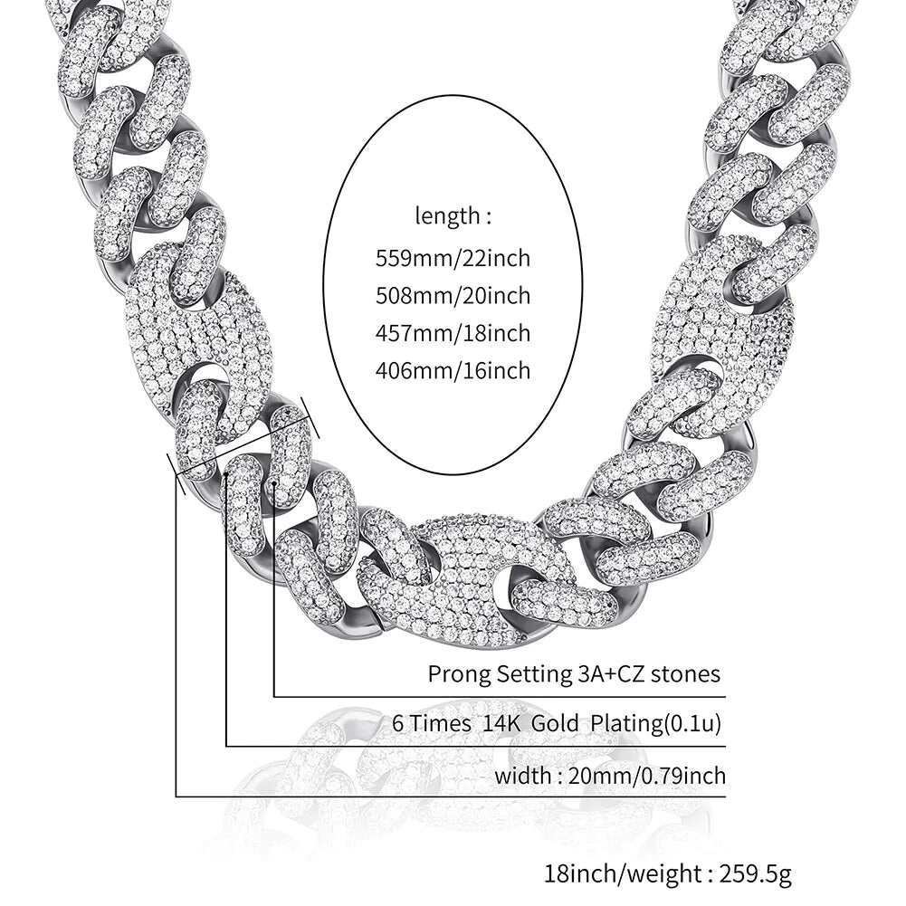 Cuban Hip Hop Necklace Iced Out Cubic Zirconia Chain with Spring Clasp  -  GeraldBlack.com