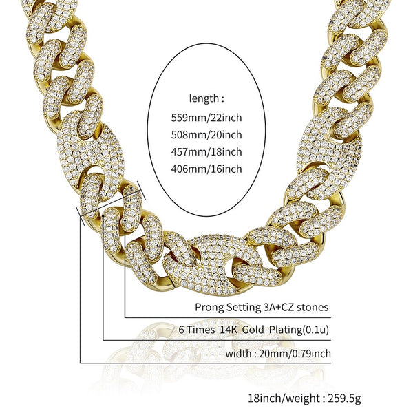 Cuban Hip Hop Necklace Iced Out Cubic Zirconia Chain with Spring Clasp  -  GeraldBlack.com