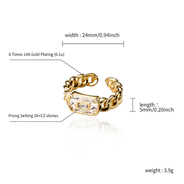 Cuban Link Hip Hop Jewelry Iced Out Baguette Cubic Zirconia Punk Style Ring  -  GeraldBlack.com