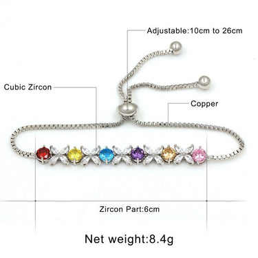 Cubic Zirconia Flower Design Crystal Adjustable Bracelet for Women  -  GeraldBlack.com