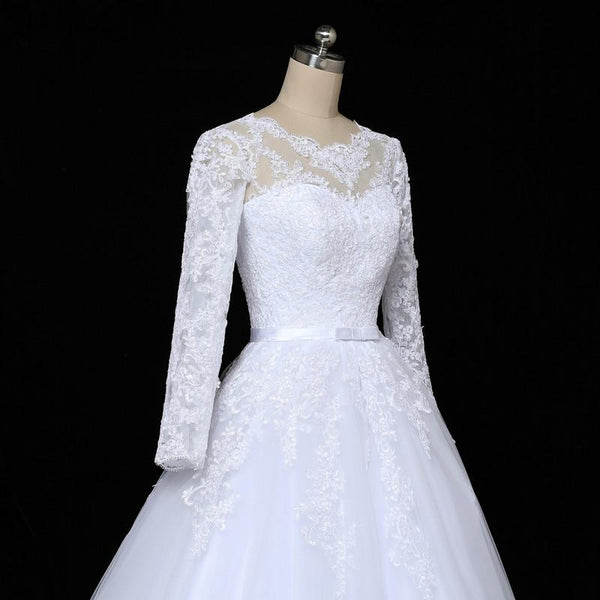 2019 Custom Made Lace Gown Long Sleeve Plus Size Wedding Dress - SolaceConnect.com