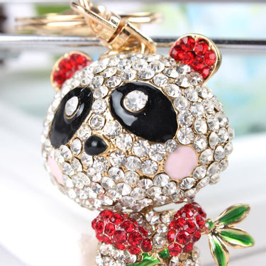 Cute Bamboo Red Panda Crystal Charm Purse Pendant & Key Chain - SolaceConnect.com