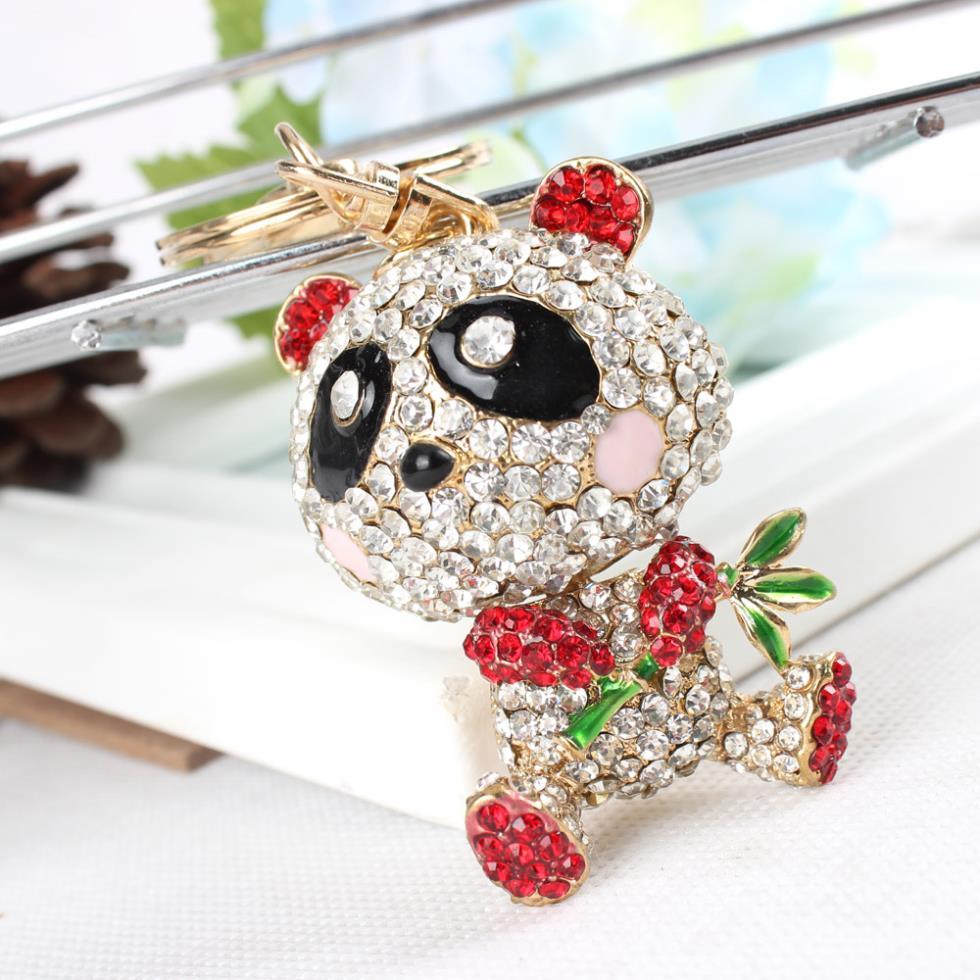 Cute Bamboo Red Panda Crystal Charm Purse Pendant & Key Chain  -  GeraldBlack.com