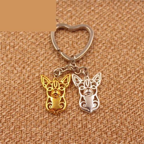 Cute Chihuahua Dog Animal Pendant Gold Silver Plated Keychain for Bag - SolaceConnect.com