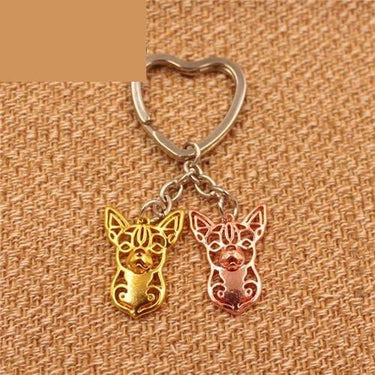Cute Chihuahua Dog Animal Pendant Gold Silver Plated Keychain for Bag - SolaceConnect.com