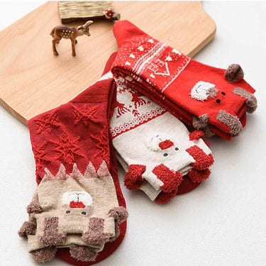 Cute Cotton Soft Socks for Women with Santa Claus Deer Print  -  GeraldBlack.com