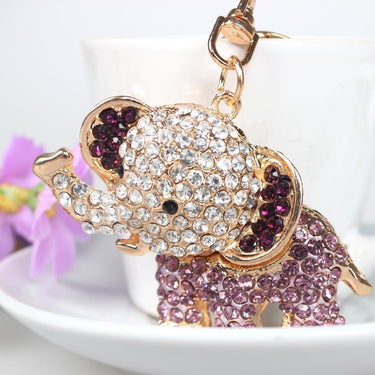Cute Creative Elephant Crystal Charm Purse Pendant & Key Chain - SolaceConnect.com