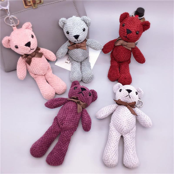 Cute Fluffy Pom Pom Bear Pendant Car Keychain Bag Charm for Women  -  GeraldBlack.com