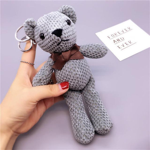 Cute Fluffy Pom Pom Bear Pendant Car Keychain Bag Charm for Women - SolaceConnect.com